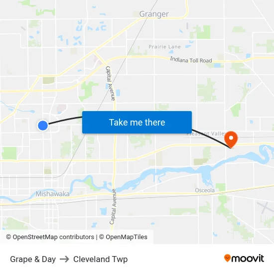 Grape & Day to Cleveland Twp map