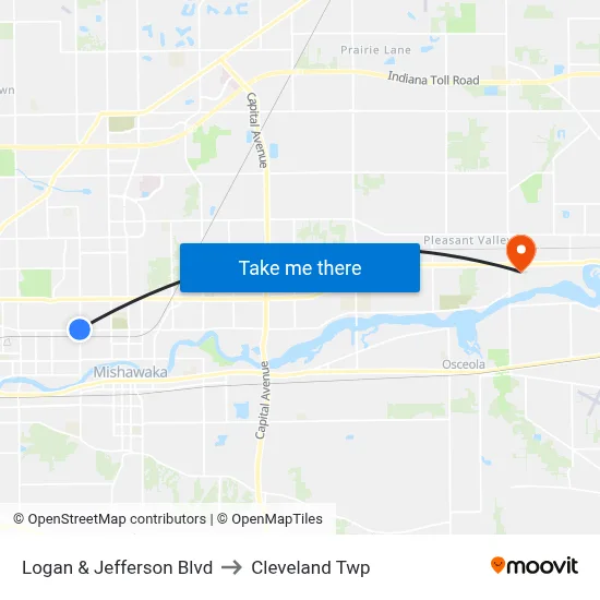Logan & Jefferson Blvd to Cleveland Twp map