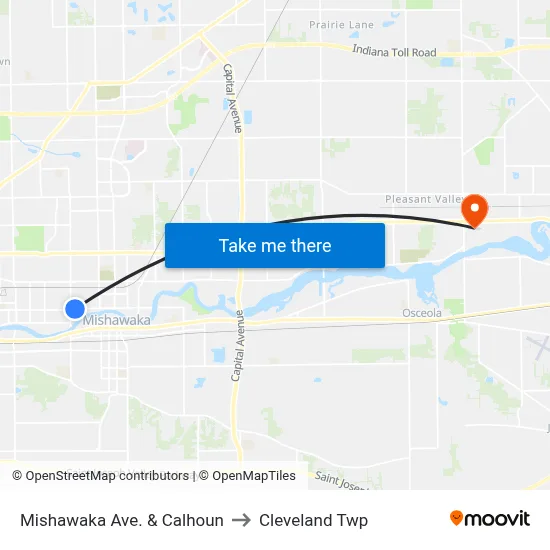 Mishawaka Ave. & Calhoun to Cleveland Twp map