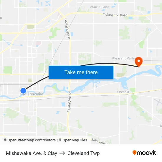Mishawaka Ave. & Clay to Cleveland Twp map
