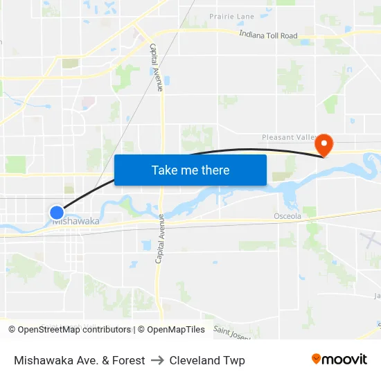 Mishawaka Ave. & Forest to Cleveland Twp map