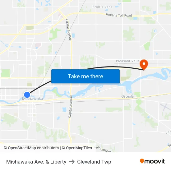 Mishawaka Ave. & Liberty to Cleveland Twp map