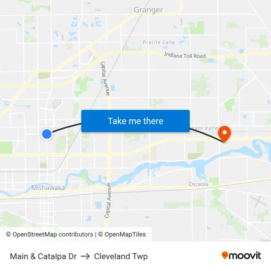Main & Catalpa Dr to Cleveland Twp map