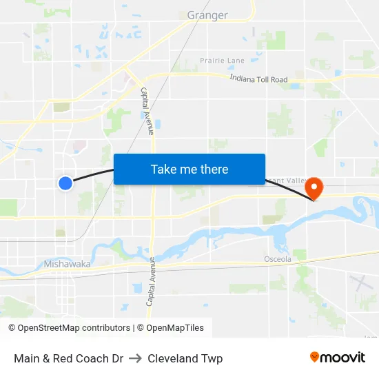 Main & Red Coach Dr to Cleveland Twp map