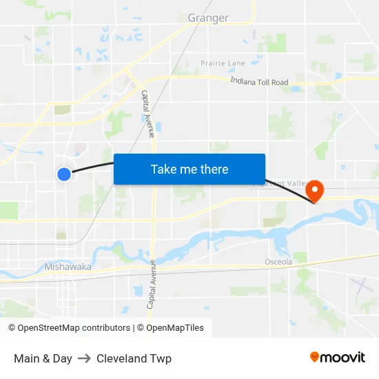 Main & Day to Cleveland Twp map