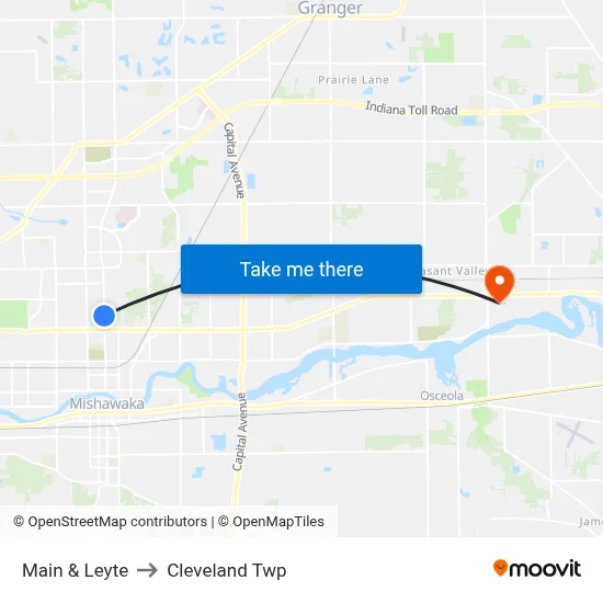 Main & Leyte to Cleveland Twp map