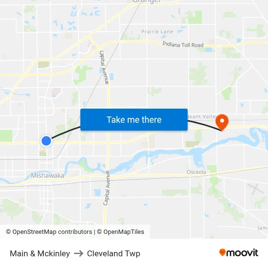 Main & Mckinley to Cleveland Twp map