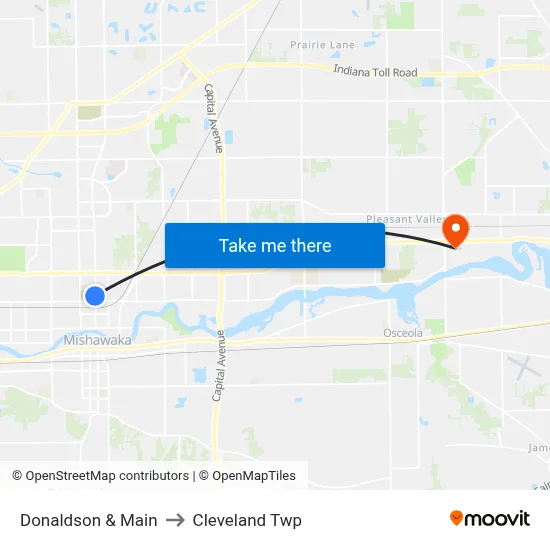 Donaldson & Main to Cleveland Twp map