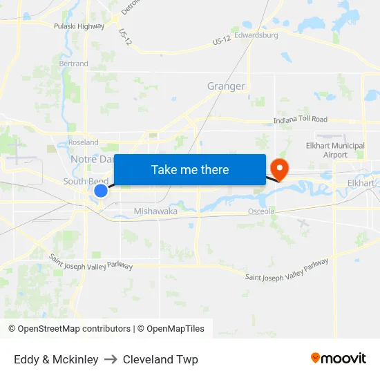 Eddy & Mckinley to Cleveland Twp map