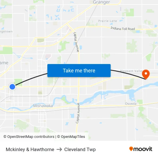 Mckinley & Hawthorne to Cleveland Twp map
