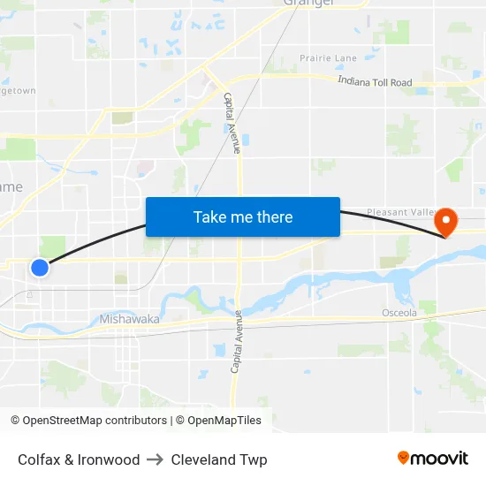 Colfax & Ironwood to Cleveland Twp map