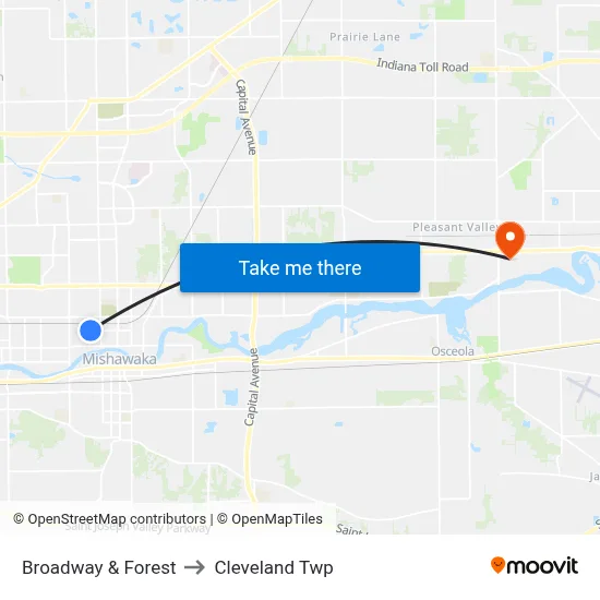 Broadway & Forest to Cleveland Twp map