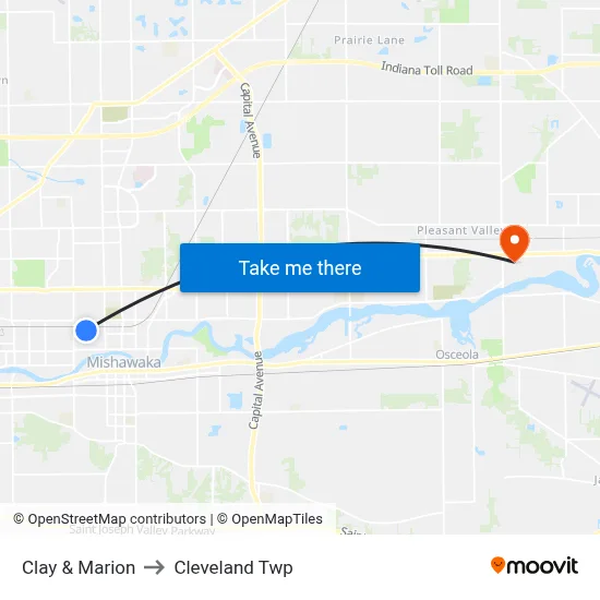 Clay & Marion to Cleveland Twp map