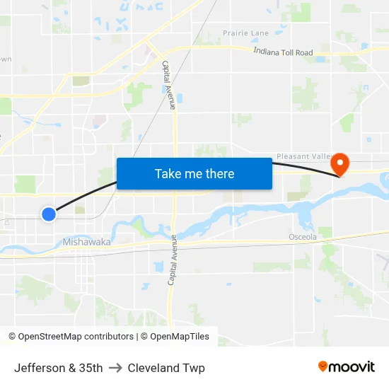 Jefferson & 35th to Cleveland Twp map