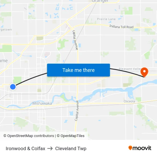 Ironwood & Colfax to Cleveland Twp map