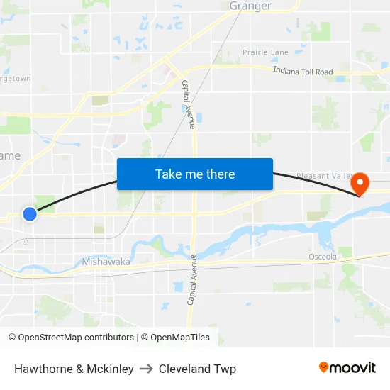 Hawthorne & Mckinley to Cleveland Twp map