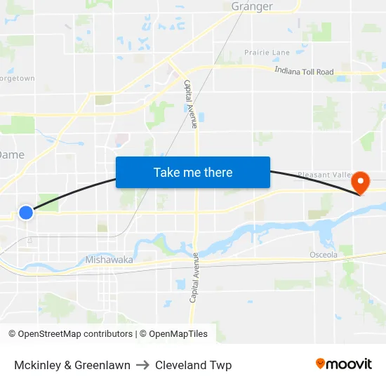 Mckinley & Greenlawn to Cleveland Twp map