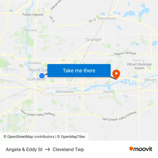 Angela & Eddy St to Cleveland Twp map