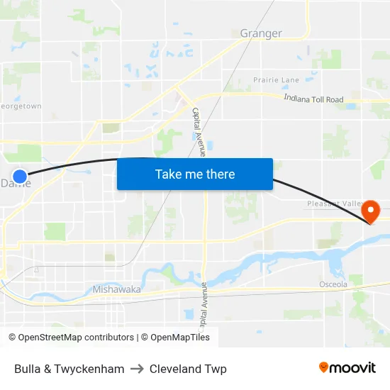 Bulla & Twyckenham to Cleveland Twp map