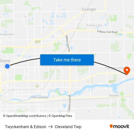 Twyckenham & Edison to Cleveland Twp map