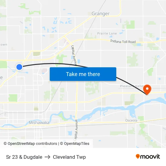 Sr 23 & Dugdale to Cleveland Twp map