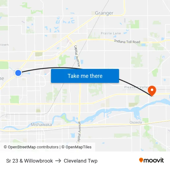 Sr 23 & Willowbrook to Cleveland Twp map