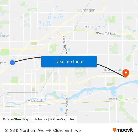 Sr 23 & Northern Ave to Cleveland Twp map