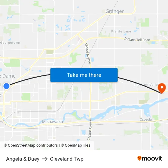 Angela & Duey to Cleveland Twp map