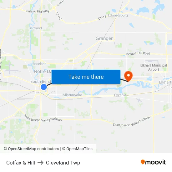 Colfax & Hill to Cleveland Twp map