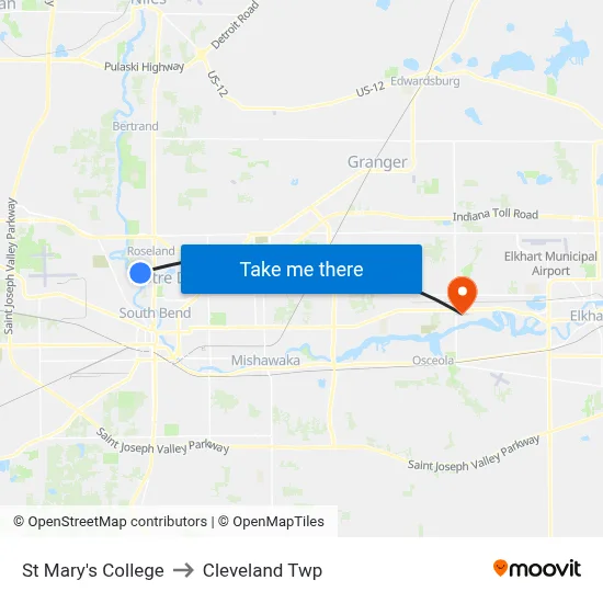 St Mary's College to Cleveland Twp map