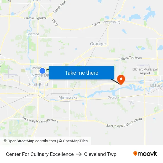 Center For Culinary Excellence to Cleveland Twp map