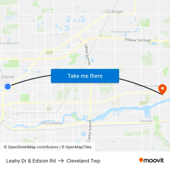 Leahy Dr & Edison Rd to Cleveland Twp map