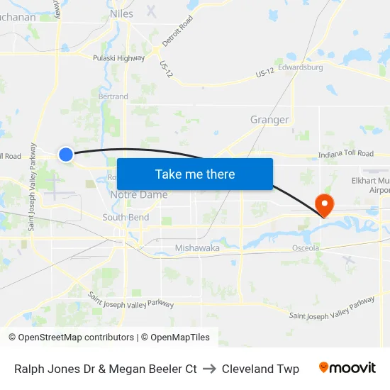 Ralph Jones Dr & Megan Beeler Ct to Cleveland Twp map
