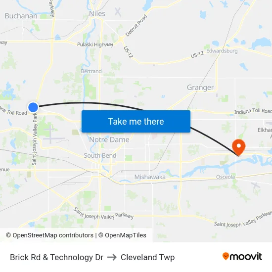 Brick Rd & Technology Dr to Cleveland Twp map