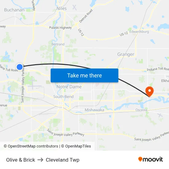 Olive & Brick to Cleveland Twp map