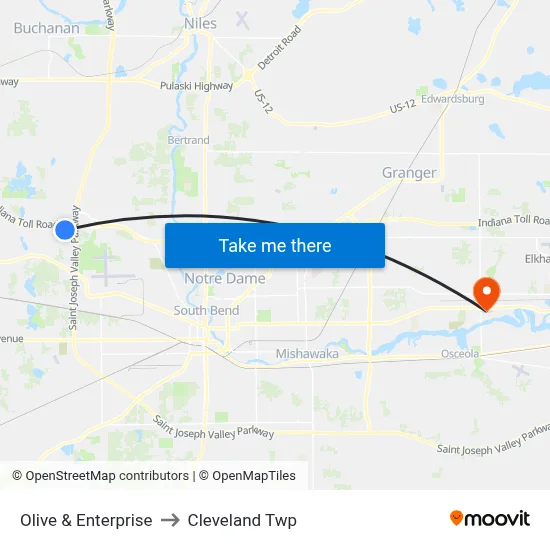 Olive & Enterprise to Cleveland Twp map