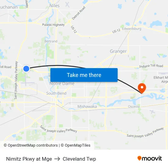 Nimitz Pkwy at Mge to Cleveland Twp map
