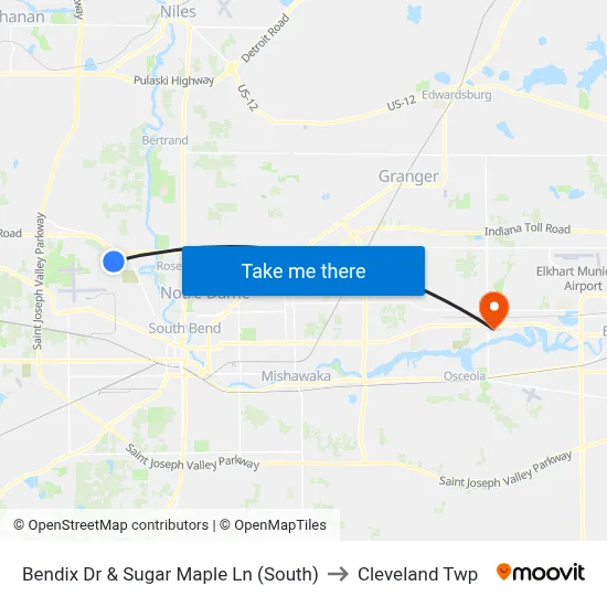 Bendix Dr & Sugar Maple Ln (South) to Cleveland Twp map