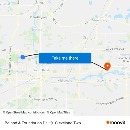Boland & Foundation Dr to Cleveland Twp map