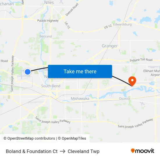 Boland & Foundation Ct to Cleveland Twp map