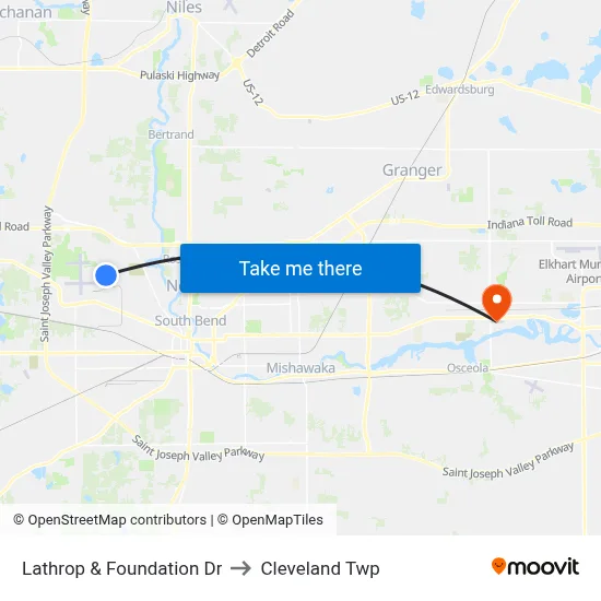 Lathrop & Foundation Dr to Cleveland Twp map
