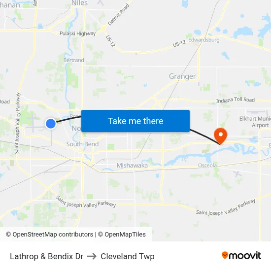 Lathrop & Bendix Dr to Cleveland Twp map