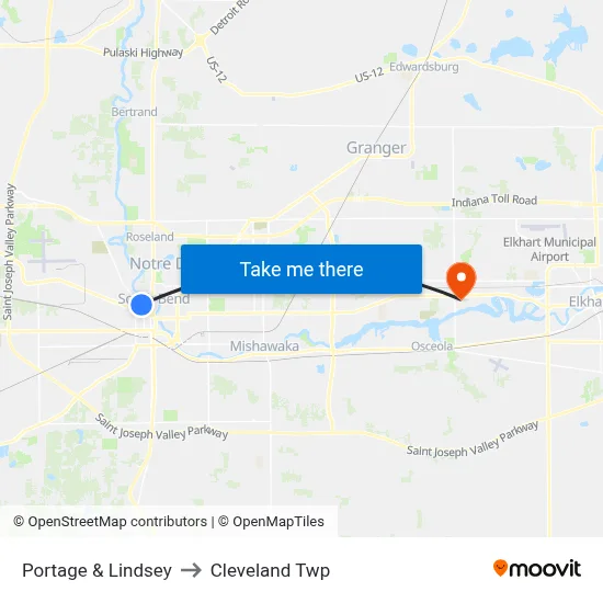 Portage & Lindsey to Cleveland Twp map