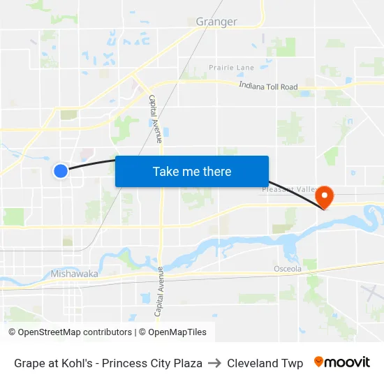 Grape at Kohl's - Princess City Plaza to Cleveland Twp map