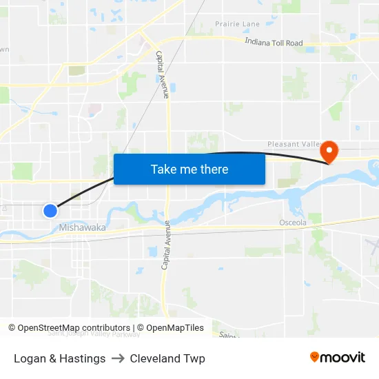 Logan & Hastings to Cleveland Twp map