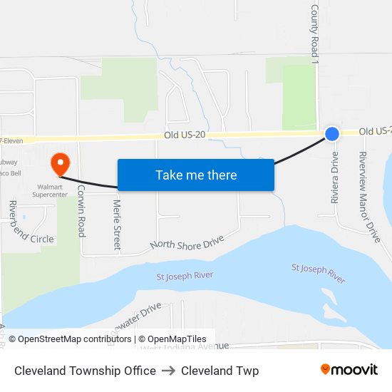 Cleveland Township Office to Cleveland Twp map