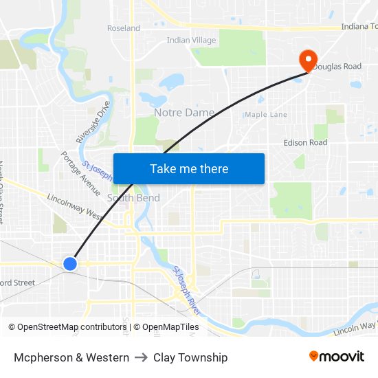 Mcpherson & Western to Clay Township map