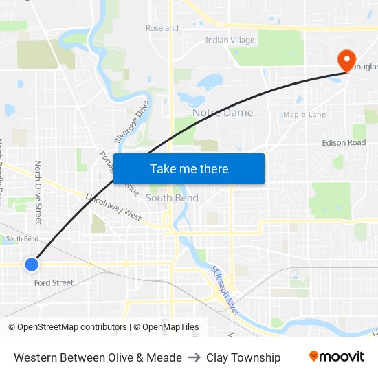 Western Between Olive & Meade to Clay Township map