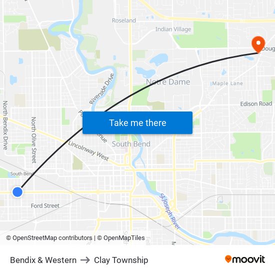 Bendix & Western to Clay Township map