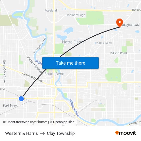 Western & Harris to Clay Township map